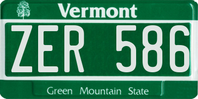 VT license plate ZER586