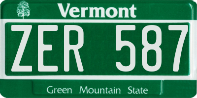 VT license plate ZER587