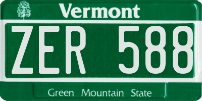 VT license plate ZER588