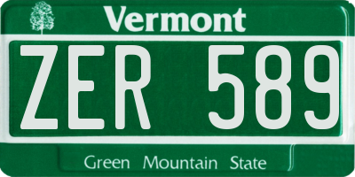 VT license plate ZER589