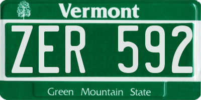 VT license plate ZER592