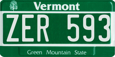VT license plate ZER593