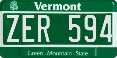 VT license plate ZER594