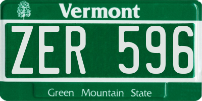 VT license plate ZER596