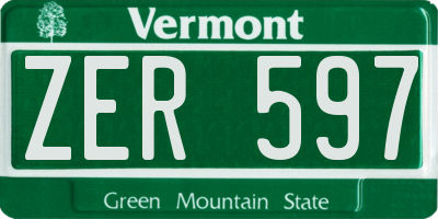 VT license plate ZER597