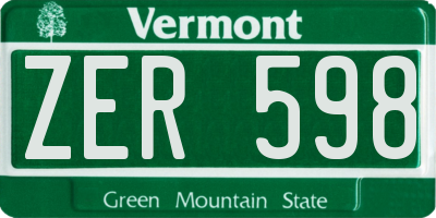 VT license plate ZER598