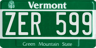 VT license plate ZER599