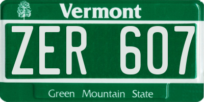 VT license plate ZER607