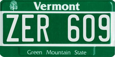 VT license plate ZER609
