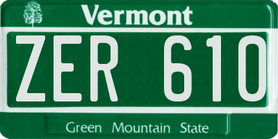 VT license plate ZER610