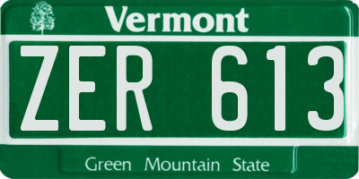 VT license plate ZER613