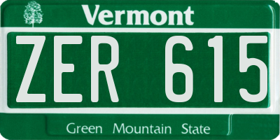 VT license plate ZER615