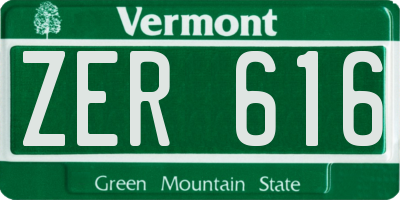 VT license plate ZER616