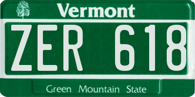 VT license plate ZER618