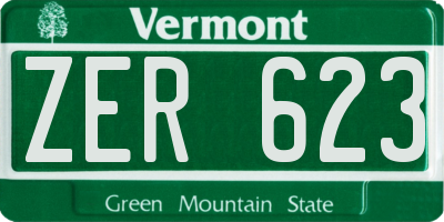 VT license plate ZER623