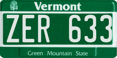 VT license plate ZER633