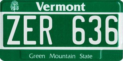 VT license plate ZER636
