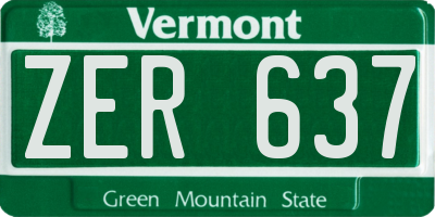 VT license plate ZER637