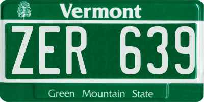 VT license plate ZER639
