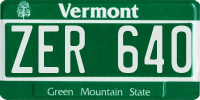 VT license plate ZER640