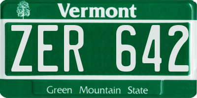 VT license plate ZER642