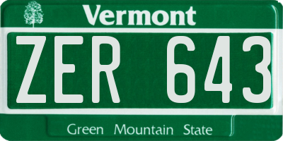 VT license plate ZER643