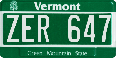 VT license plate ZER647