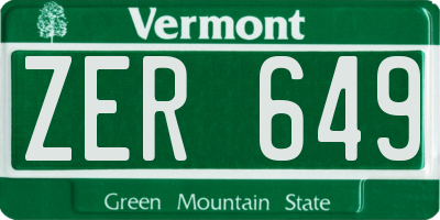 VT license plate ZER649