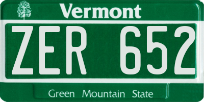 VT license plate ZER652