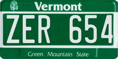VT license plate ZER654