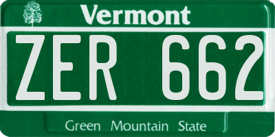 VT license plate ZER662