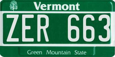 VT license plate ZER663