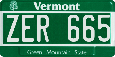VT license plate ZER665
