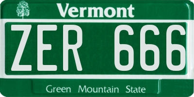 VT license plate ZER666