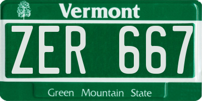 VT license plate ZER667