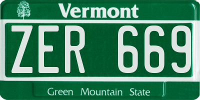 VT license plate ZER669