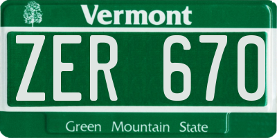 VT license plate ZER670