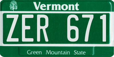 VT license plate ZER671