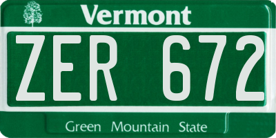 VT license plate ZER672