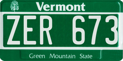 VT license plate ZER673
