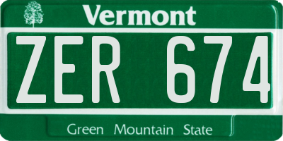 VT license plate ZER674