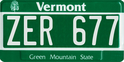 VT license plate ZER677