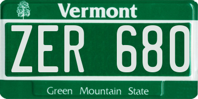 VT license plate ZER680