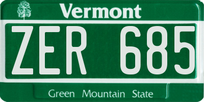 VT license plate ZER685