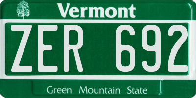 VT license plate ZER692