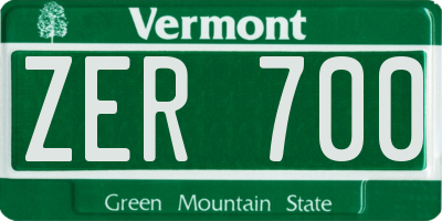 VT license plate ZER700