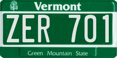 VT license plate ZER701