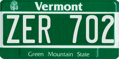 VT license plate ZER702