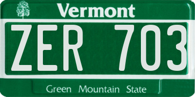 VT license plate ZER703