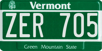 VT license plate ZER705
